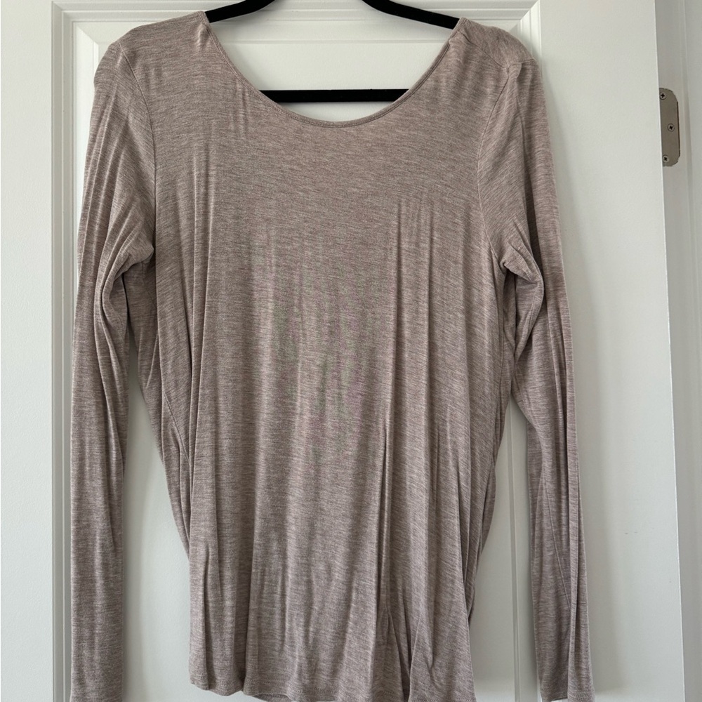 Express Tan/Brown Cross Back Long Sleeve Top